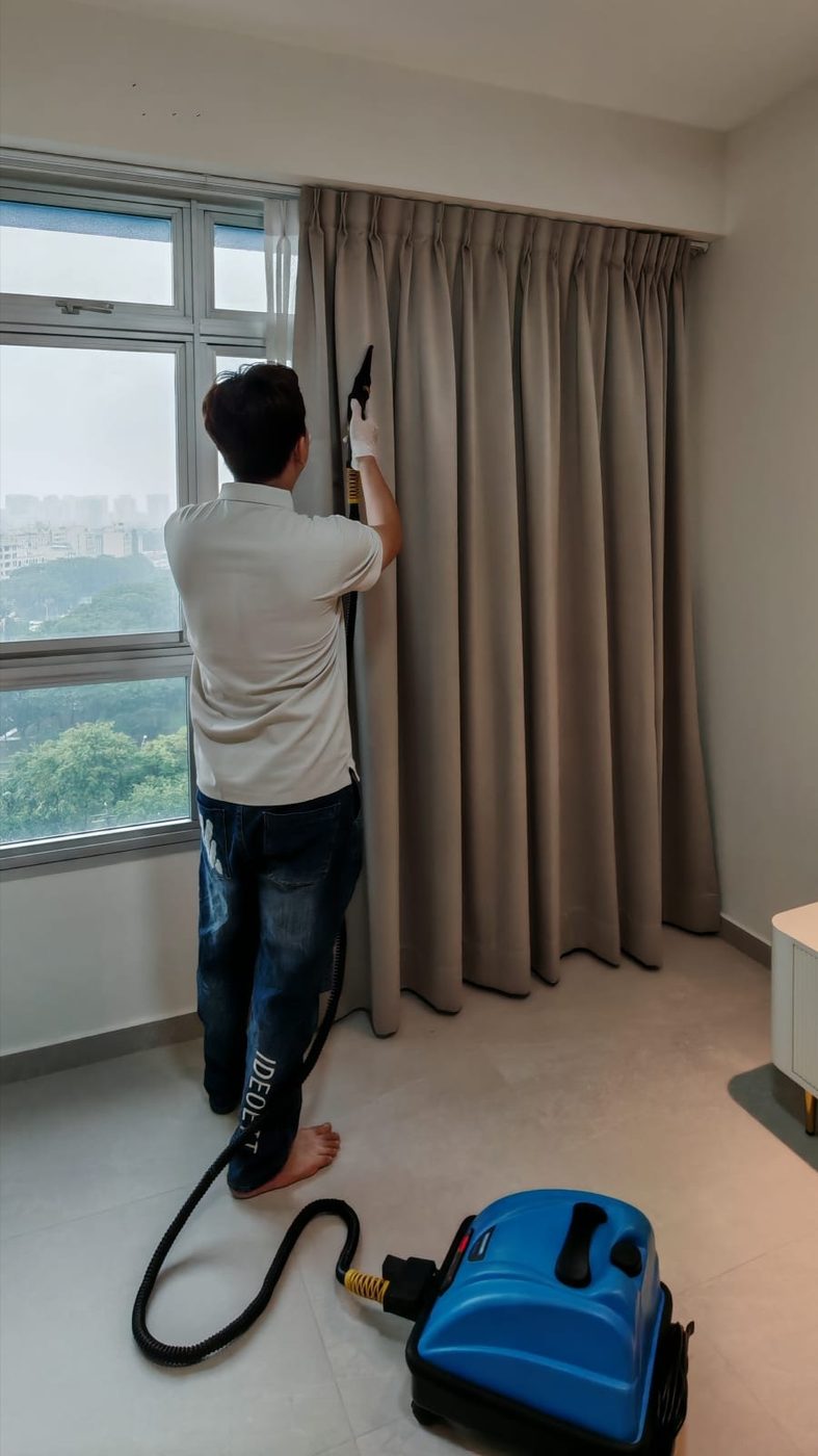 UltraRevive on-site curtain steam cleaning in a Singapore condo