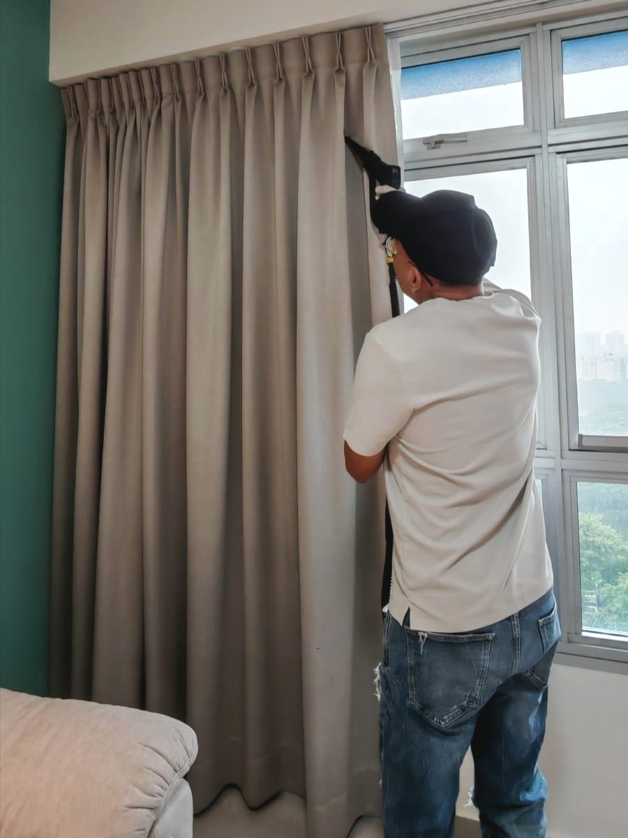UltraRevive curtain cleaning without removal in a Singapore HDB flat